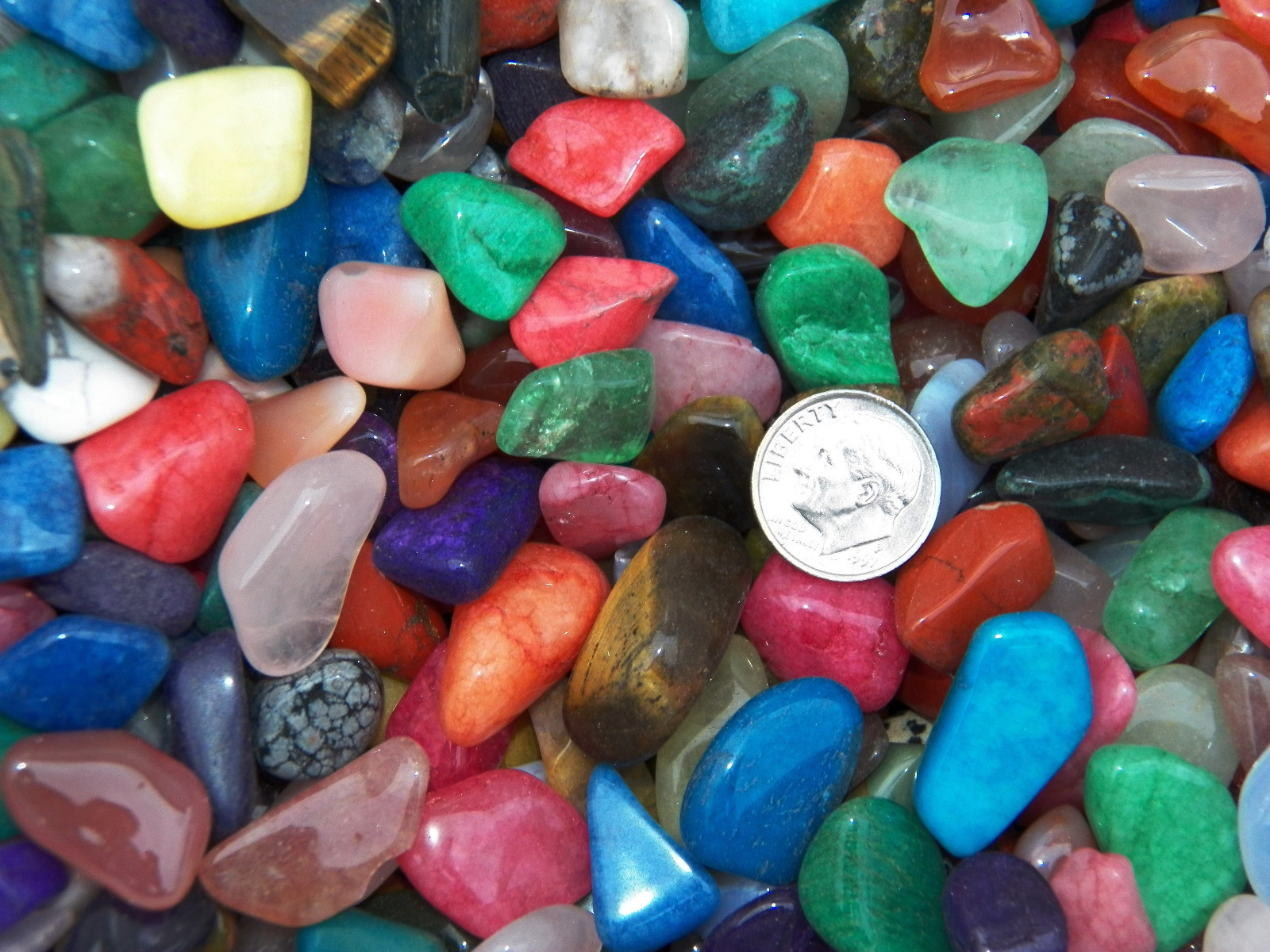 3000 Carat Lots of Size #3 Tumbled Polished Gemstones + A FREE Faceted Gemstone