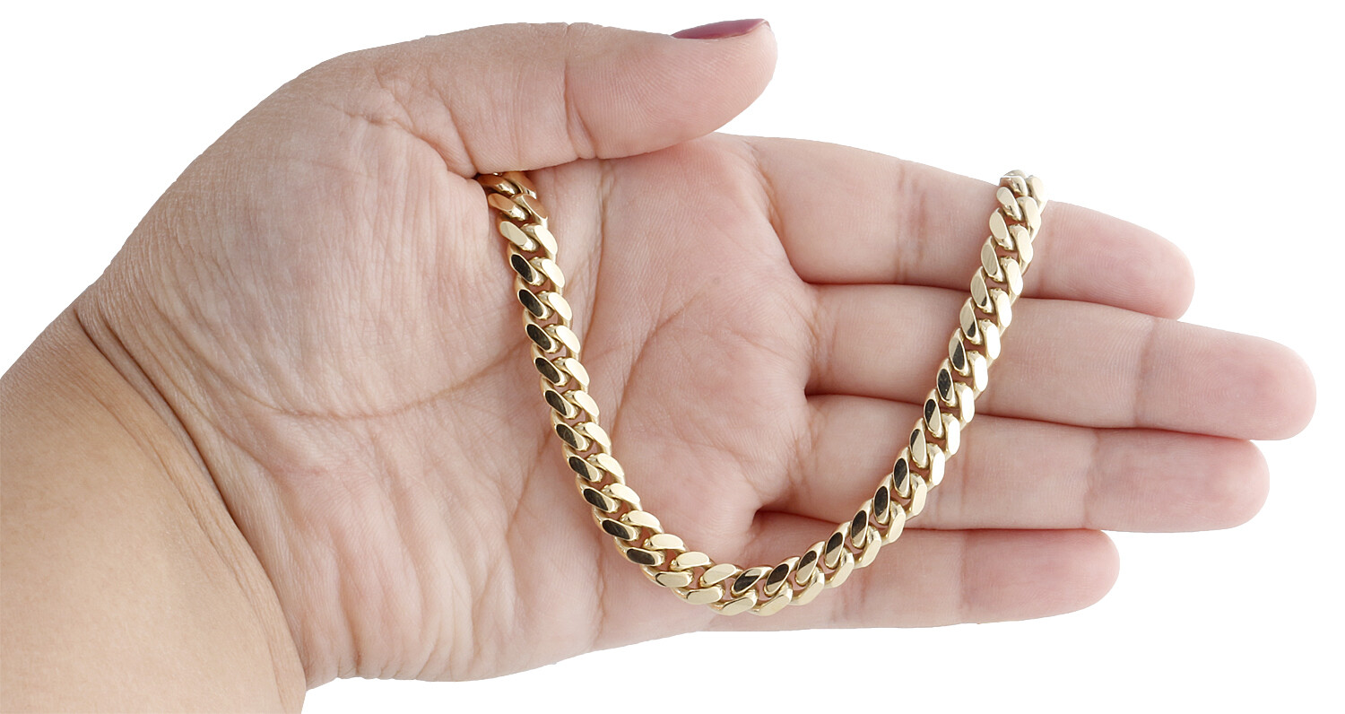 10K Yellow Gold Solid Miami Cuban Link Chain 6.50mm Box Clasp Necklace 20-30 In.