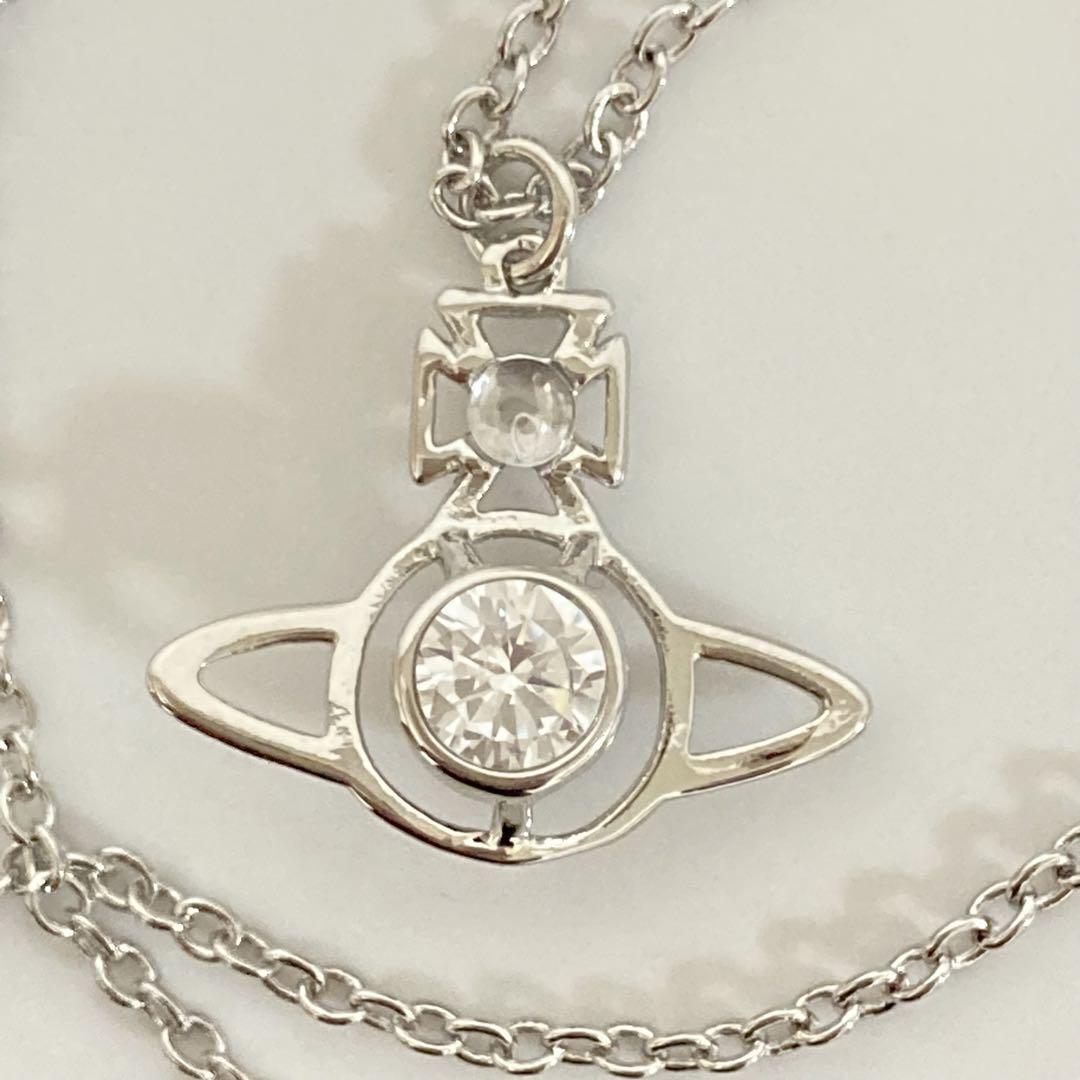 Vivienne Westwood Necklace Petite Rhinestone Silver w/drawstring