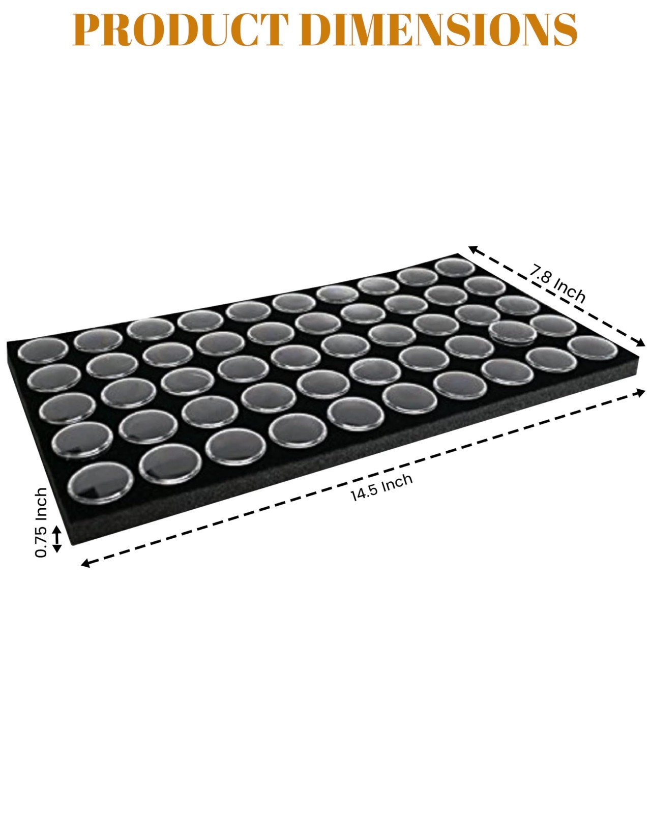 New 50 Black Foam Gem Jars Gemstone Jewelry Storage Display Tray Insert