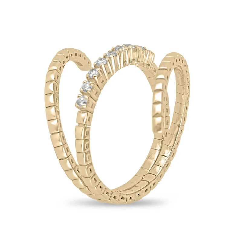 0.20tcw Retractable Natural Diamond Trendy Full Finger Coverage Ring 14K