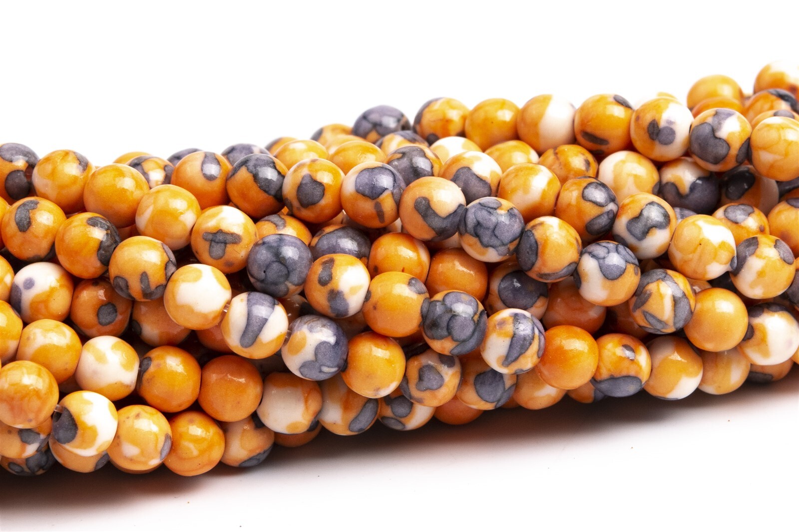 Orange & Blue Black Rain Flower Jade Beads Round Loose Beads 4/6/8/10/12MM