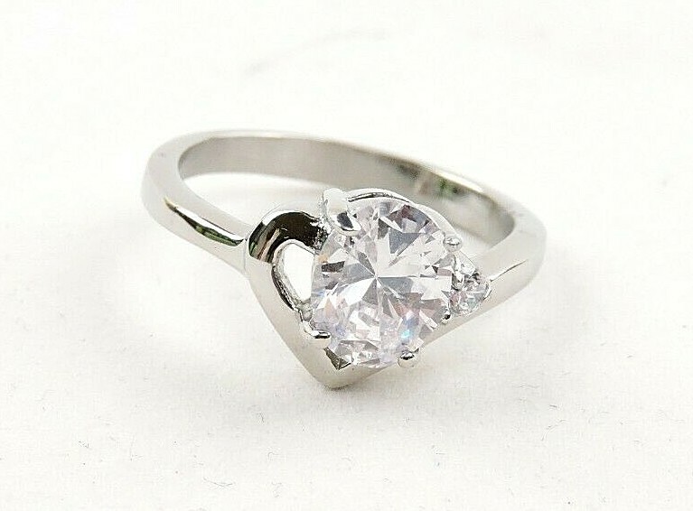 Stainless Steel 2.56 cttw Oval And Round Cubic Zirconia Ring