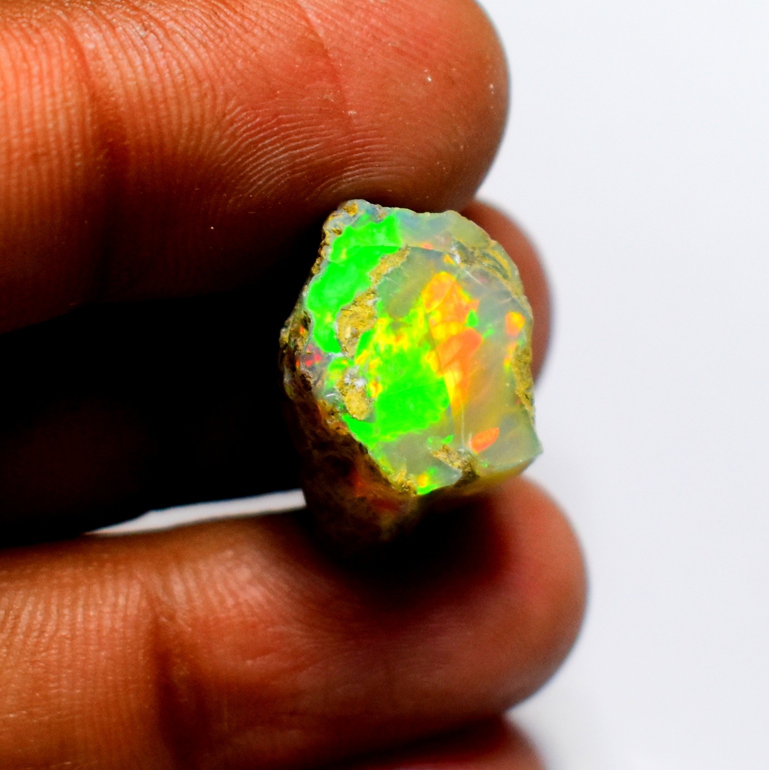 Ethiopian Opal Rough, Natural Multi Fire White Opal Raw 13.90 Cts 20×13 mm