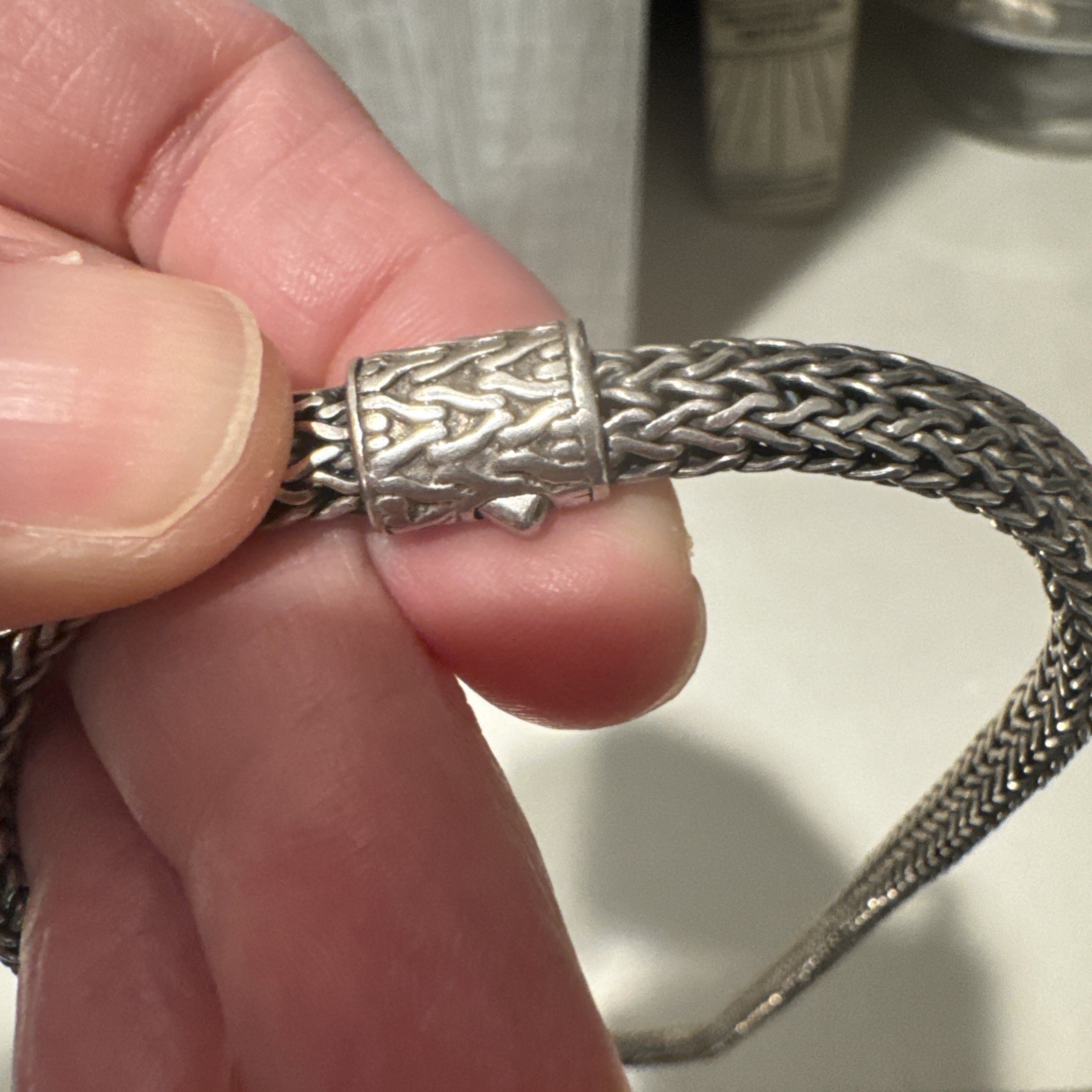 John Hardy Sterling Silver Wheat Chain Necklace 18 Inches Signed 54 Grams 925