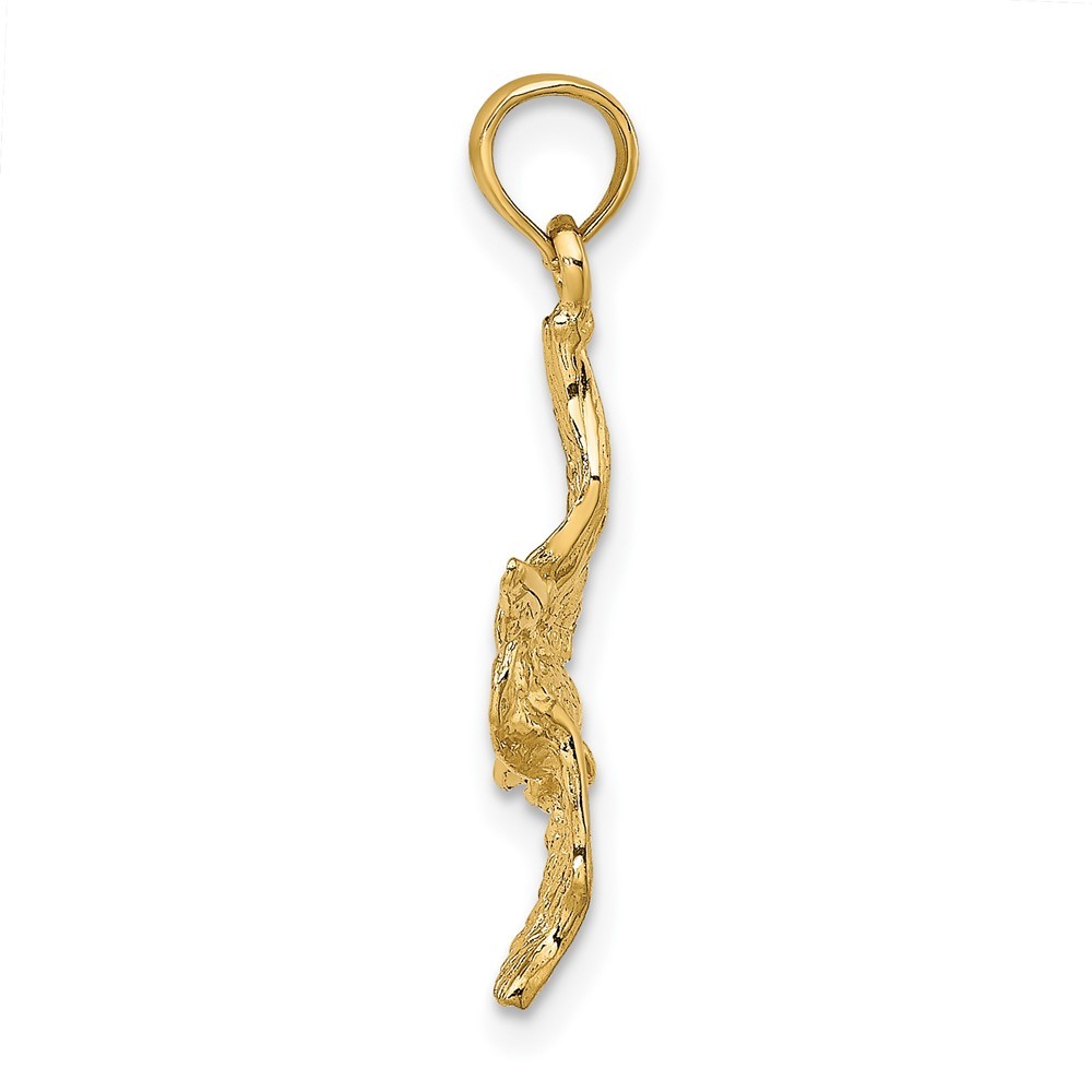 10K Yellow Gold 3-D Pelican Flying Shape Charm Pendant L-19mm, W-15.4mm