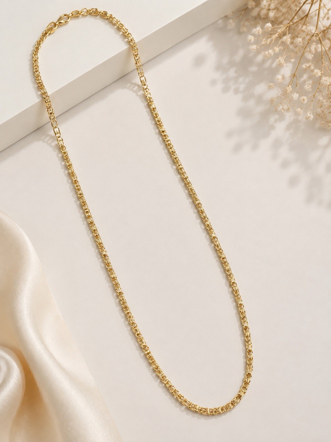 14K Gold Filled Bismark Chain Necklace. 22” Flat Link Unisex Jewelry (Stamped)