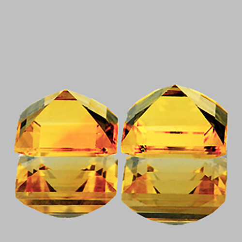 7.00 mm 2 pieces Square AAA Fire AAA Golden Yellow Citrine Natural (Flawless-VVS