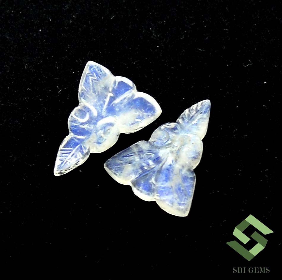 Natural Rainbow Moonstone Handmade Carving Pair 13×10 mm 3.91 CTS Loose Gemstone