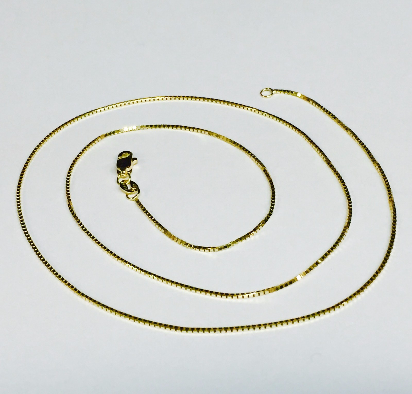 14k Yellow Gold 13″ Classic Box Link Pendant Baby Chain/Necklace 0.8MM 1.4 Grams