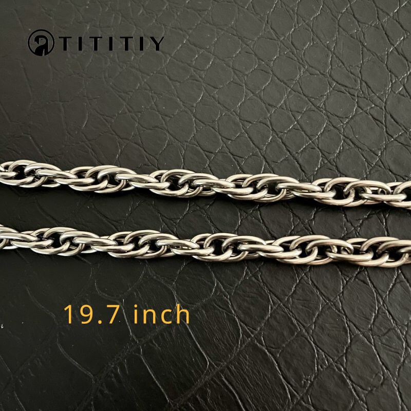 Pure Titanium Twisted Necklace with 7mm Wide Anti Allergic 19.7 Inch Men Women