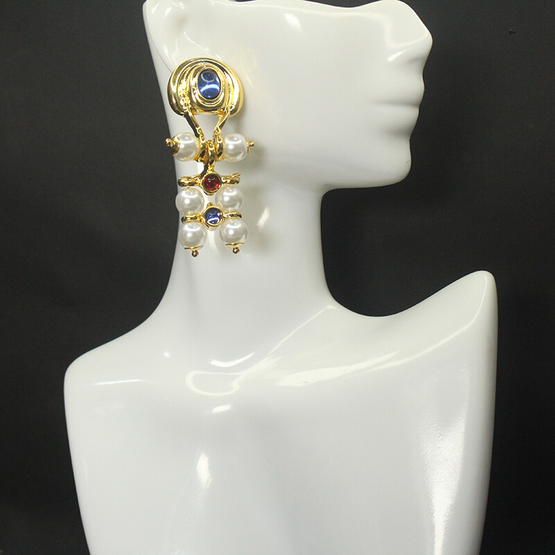 Pearl Earrings Women’s Medieval Vintage Temperament Long Court Style Earrings
