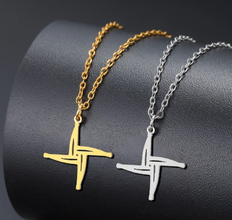 Stainless Steel St. Brigid Cross with 45cm plus 5cm ext chain