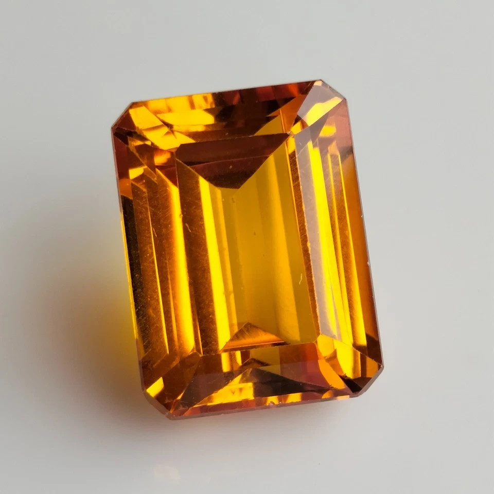 25.20 Ct Natural Fanta Orange Sapphire Emerald Cut Certified Gemstone Sri Lanka