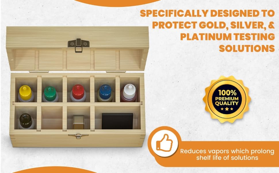 Precious Metal Jewelry Testing Kit Gold Silver Platinum Test Acids Wooden Box…