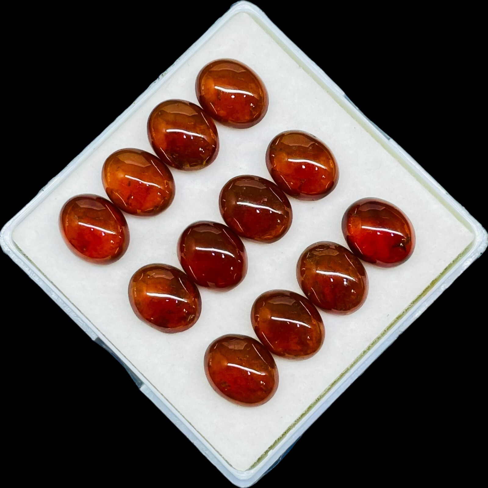 12 Pcs Natural Hessonite Garnet 11x9mm Oval Untreated Loose Untreated Gemstones