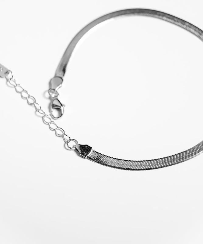 Minimalist Silver Flat Snake Chain Bracelet