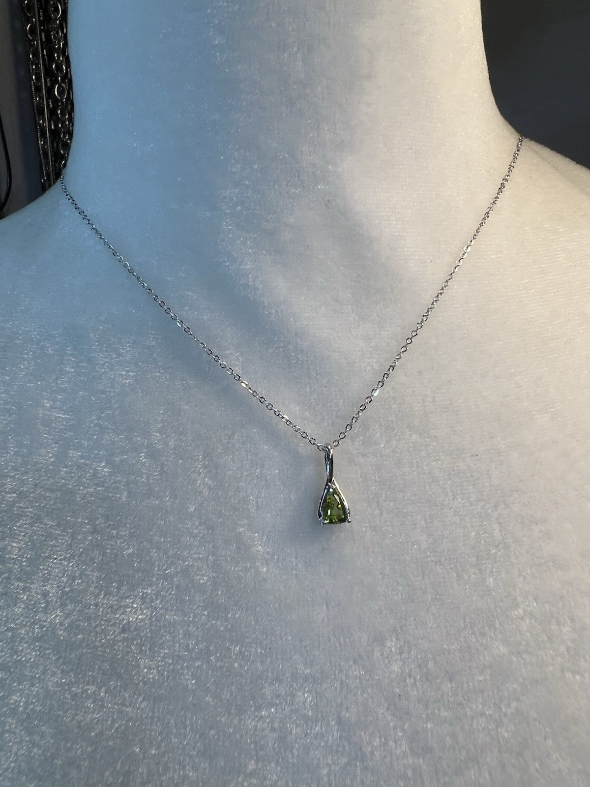ANGARA .75ctw Pear Peridot Pendant Adjustable Slider Necklace 18in 925 Sterling