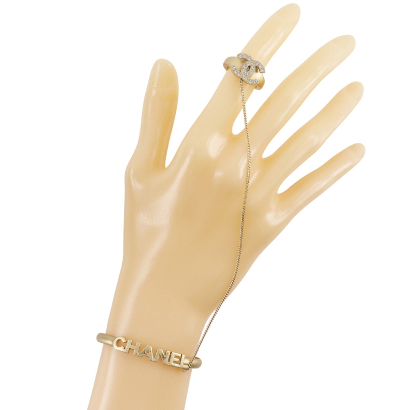 CHANEL A15613Y02003 COCO Mark logo Ring set Bangle Plated Gold/Rhinestone …