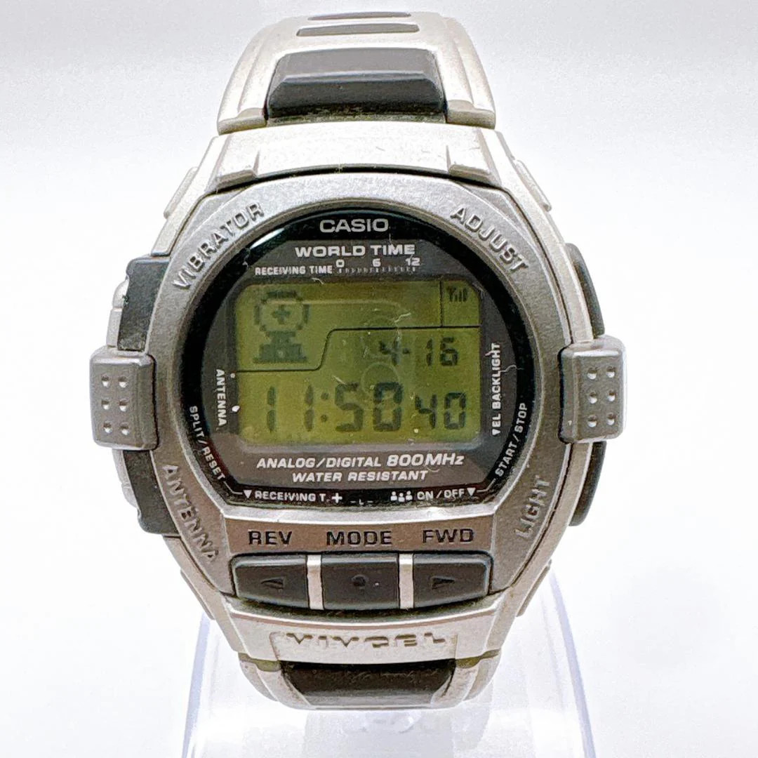 Casio Vivcel Vcl-100 Module 1555 Digital Silver-Toned Watch