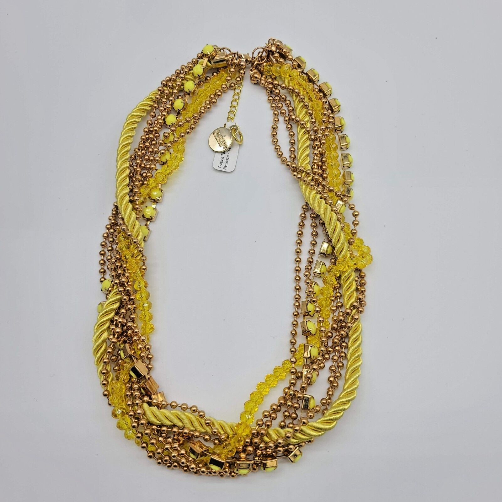 7 Charming Sisters “Twisted Takeover” Layered Yellow & Gold Bead & Rope Necklace