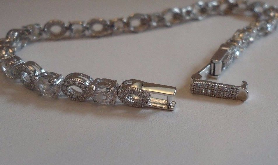 925 STERLING SILVER LADIES DESIGNER TENNIS BRACELET 6.50 CTS SIMULATED DIAMOND