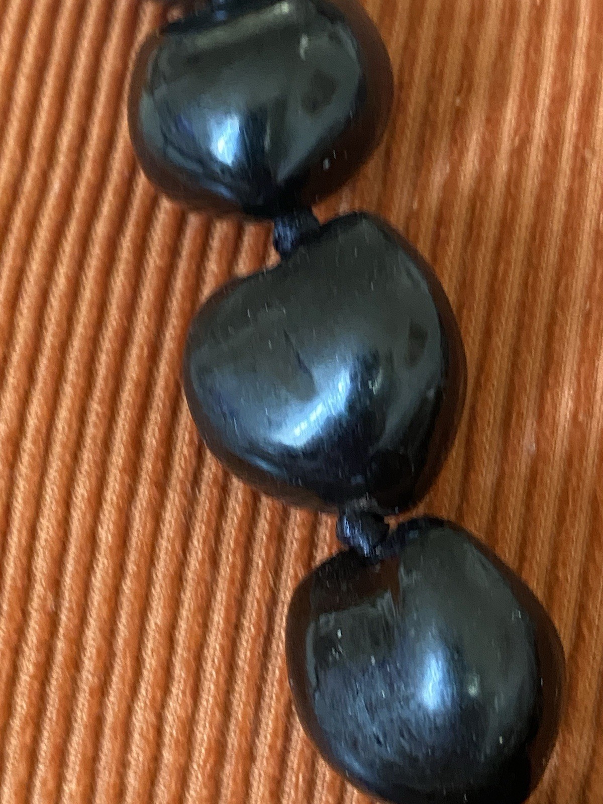 Vintage Kukui Nut Necklace Dark Brown