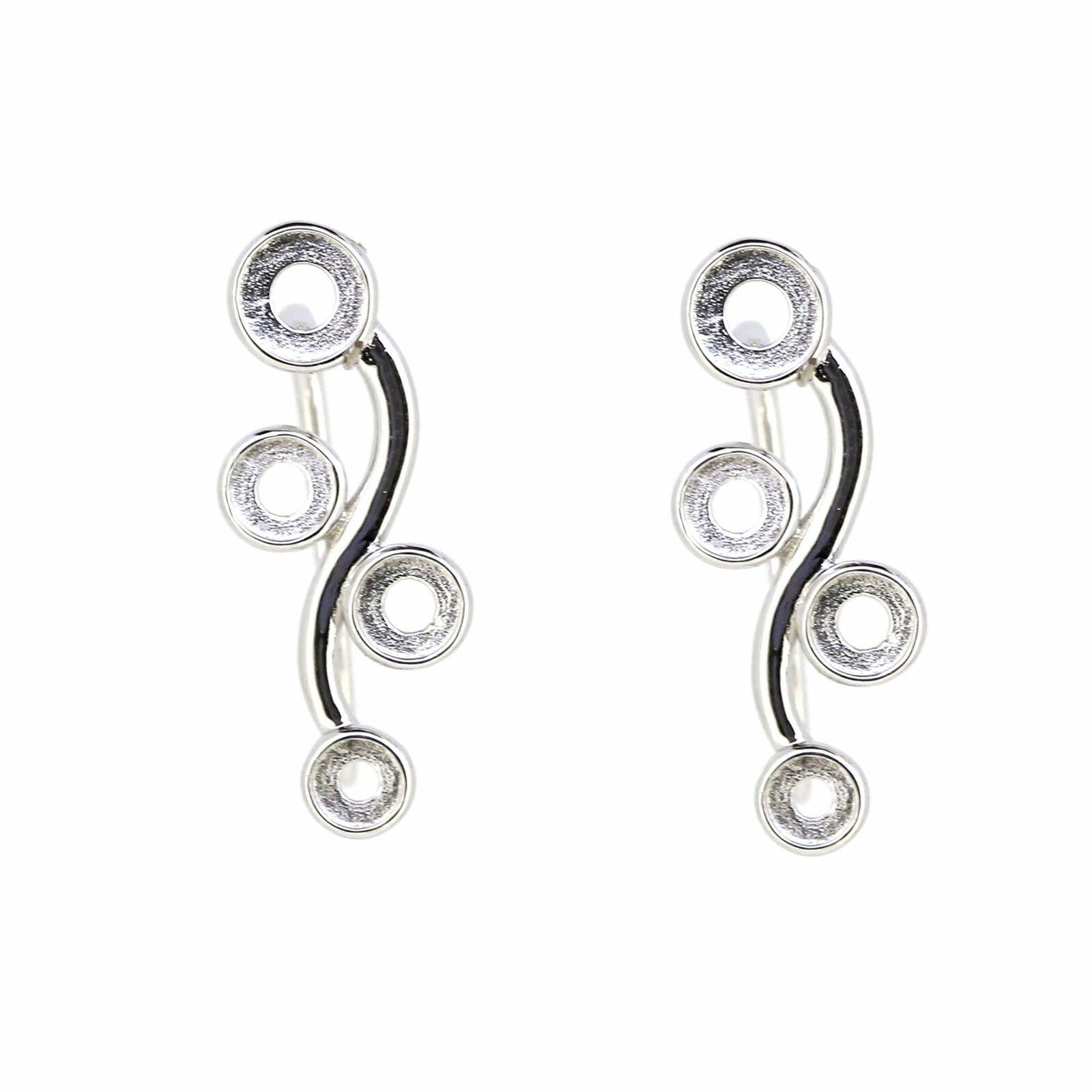 Sterling silver Semi Mount Earrings Setting RD 5×5 4×4 3.5×3.5mm Hook