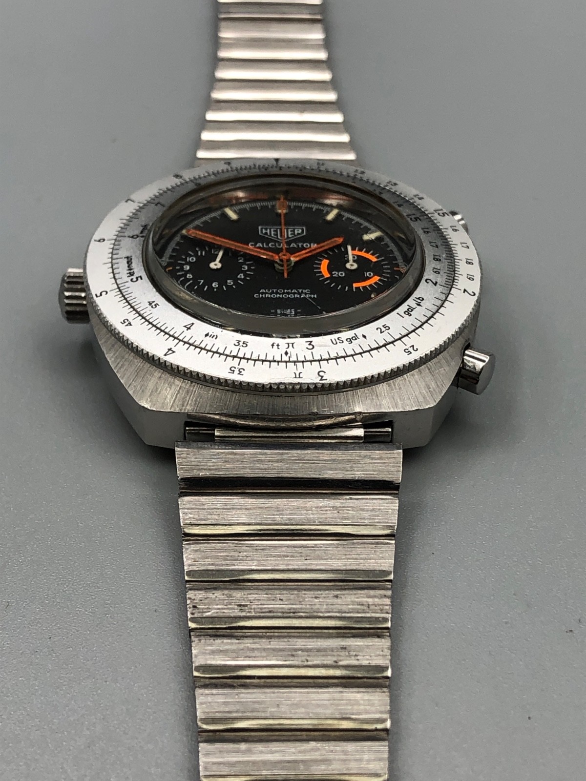 VINTAGE NOS 60s 70s STAINLESS STEEL WATCH CHRONOGRAPH BRACELET 16-22mm