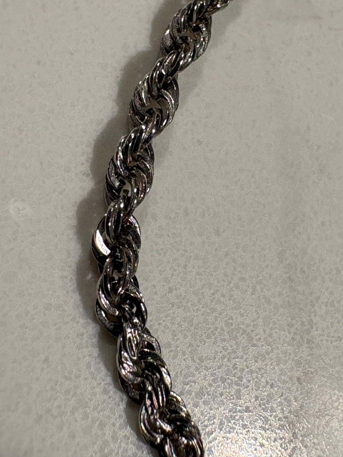 Broken 14K Gold Rope Chain Necklace 16.5” 1.91g Marked Bolivia Scrap Repair