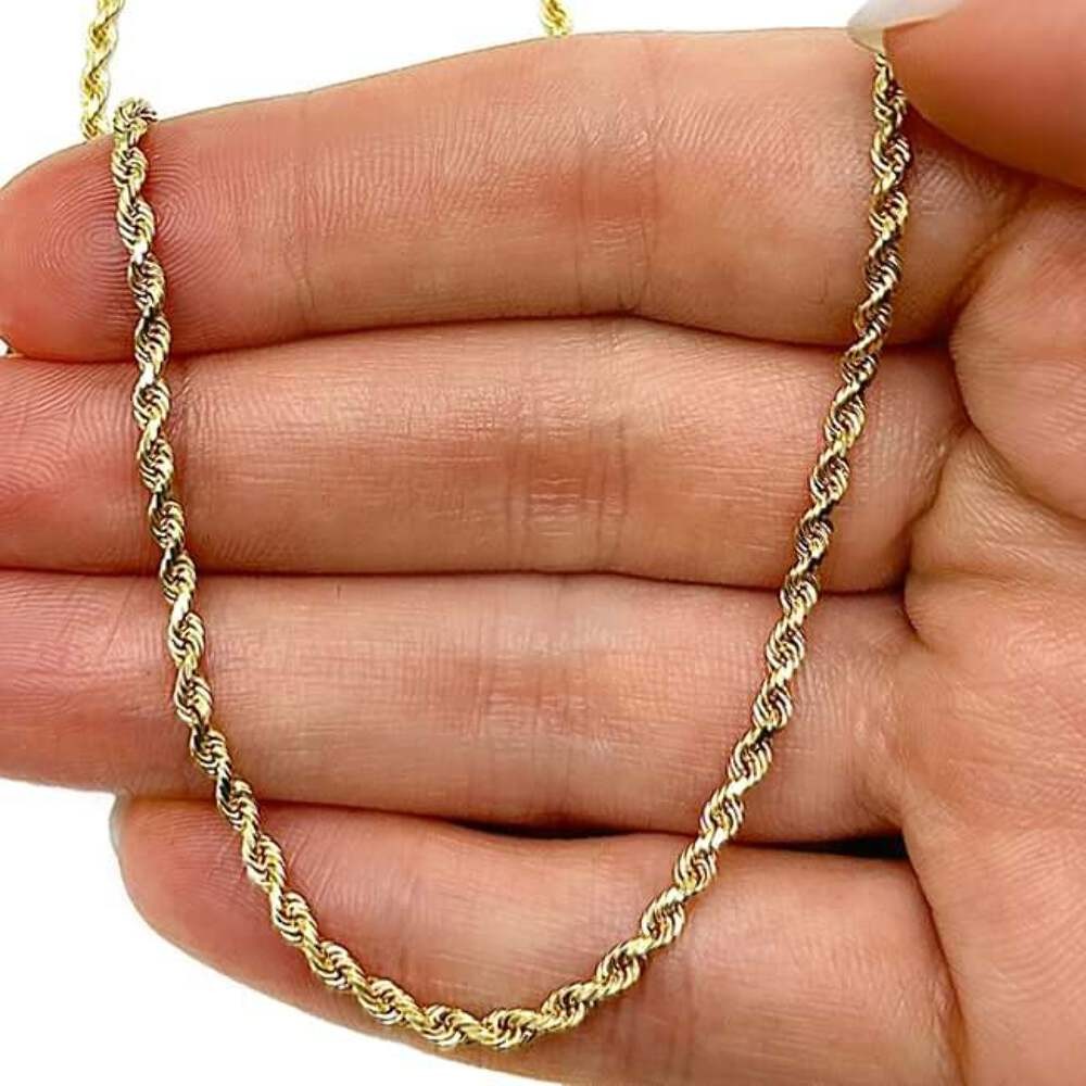 Solid Real 18K Gold 2.5mm Diamond-Cut Rope Chain Necklace 16 18″ 20″ 22″ 24″ 26″