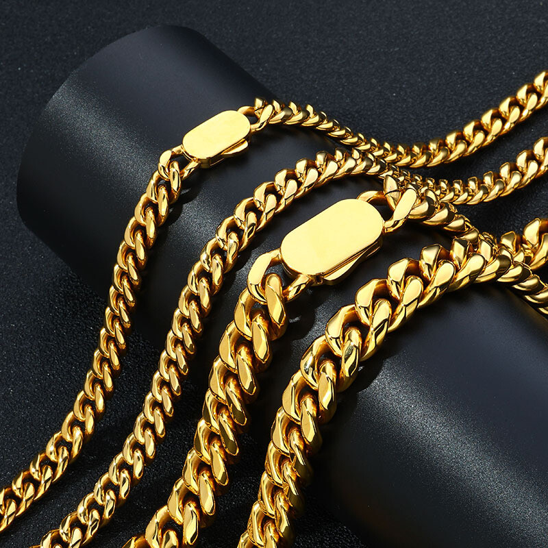 Fashion Mens Cuban Link Chain Stainless Steel Necklace Hip Hop Jewelry for Men