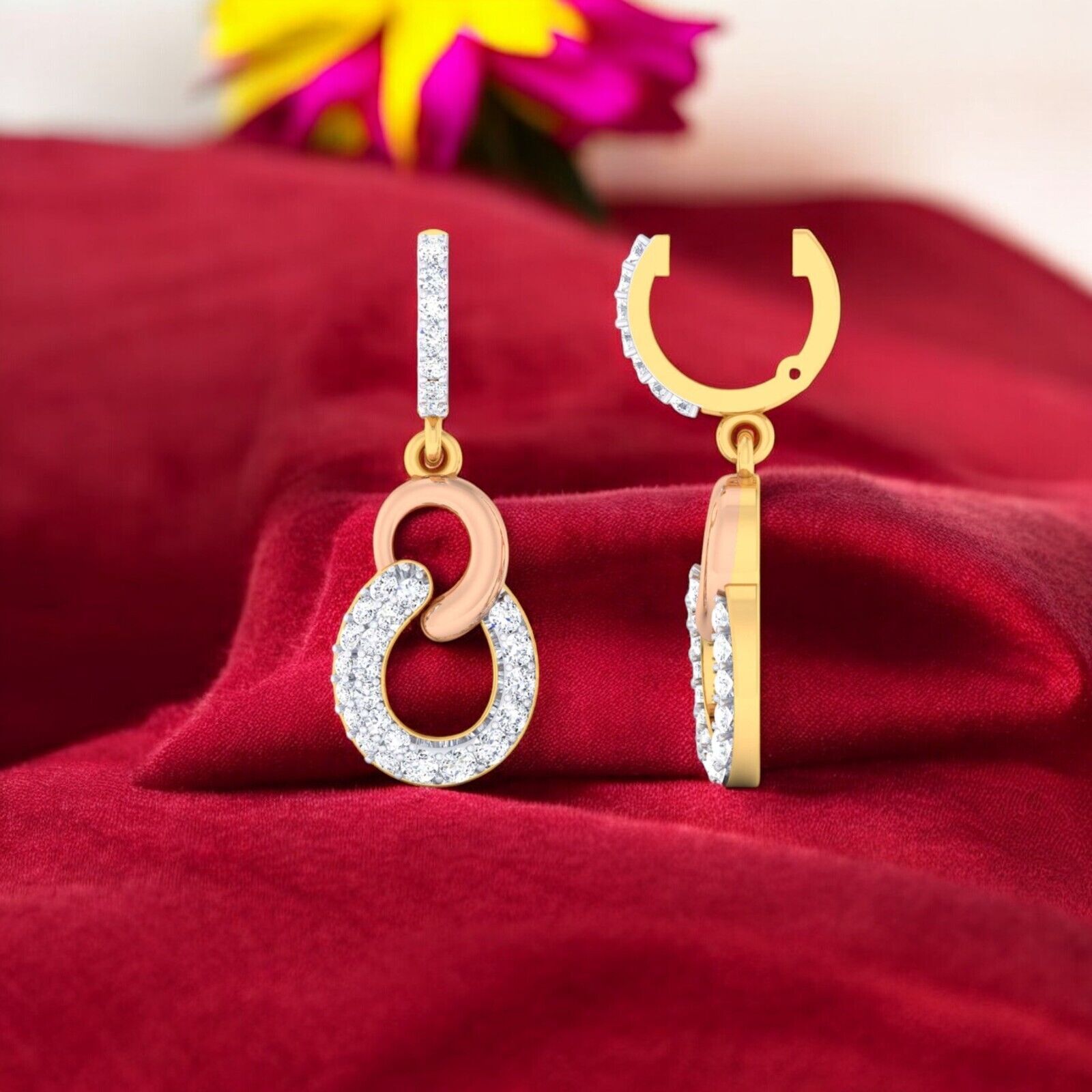 0.70 TCW Round Brilliant Cut Natural Diamonds Clip Dangle Earrings in 14K Gold