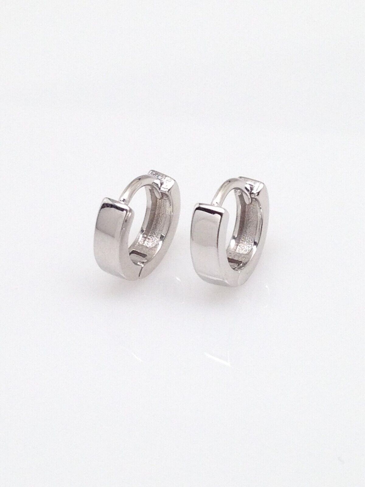 Plain Huggie Hoop Earrings 925 Sterling Silver 9×2.2mm (0.35″) VERY SMALL / TINY