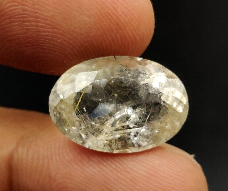 13.60 Ct Natural Rutilated Quartz Faceted Cut Oval 18.5x13mm Loose Gemstone W200
