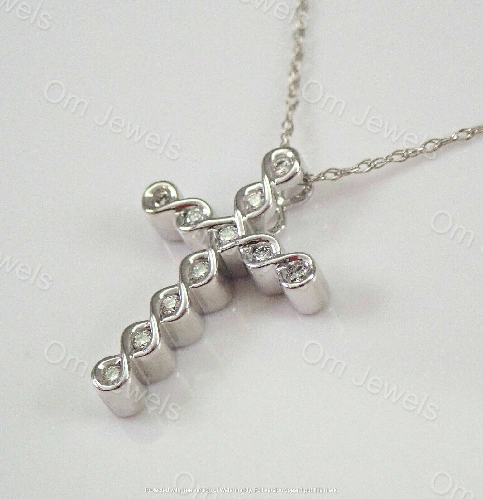 Delicate 2Ct Round Cut Diamond Cross Pendant 14K White Gold Over 18″ Free Chain