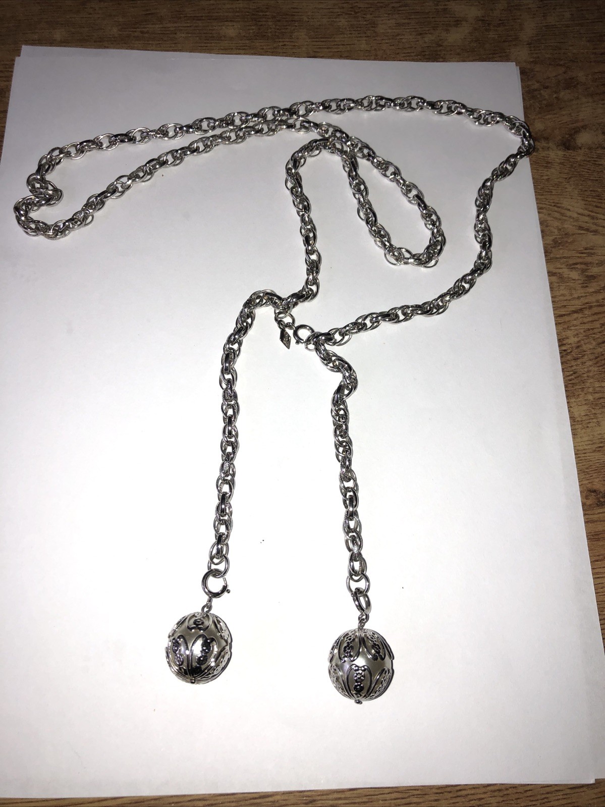 Vtg Silver Tone 1972 Signed Sarah Coventry “Chain-Ability” Lariat Necklace/Belt