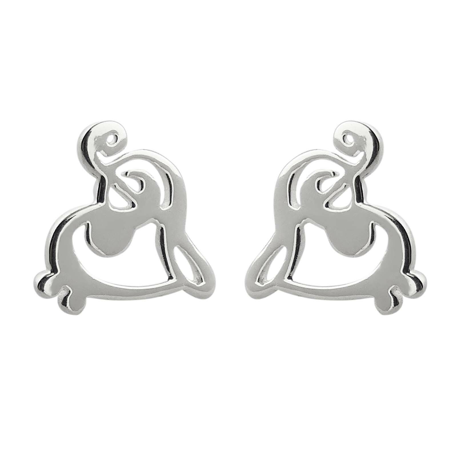 Bass Treble Clef Heart Music Note 925 Sterling Silver Post Stud Earrings