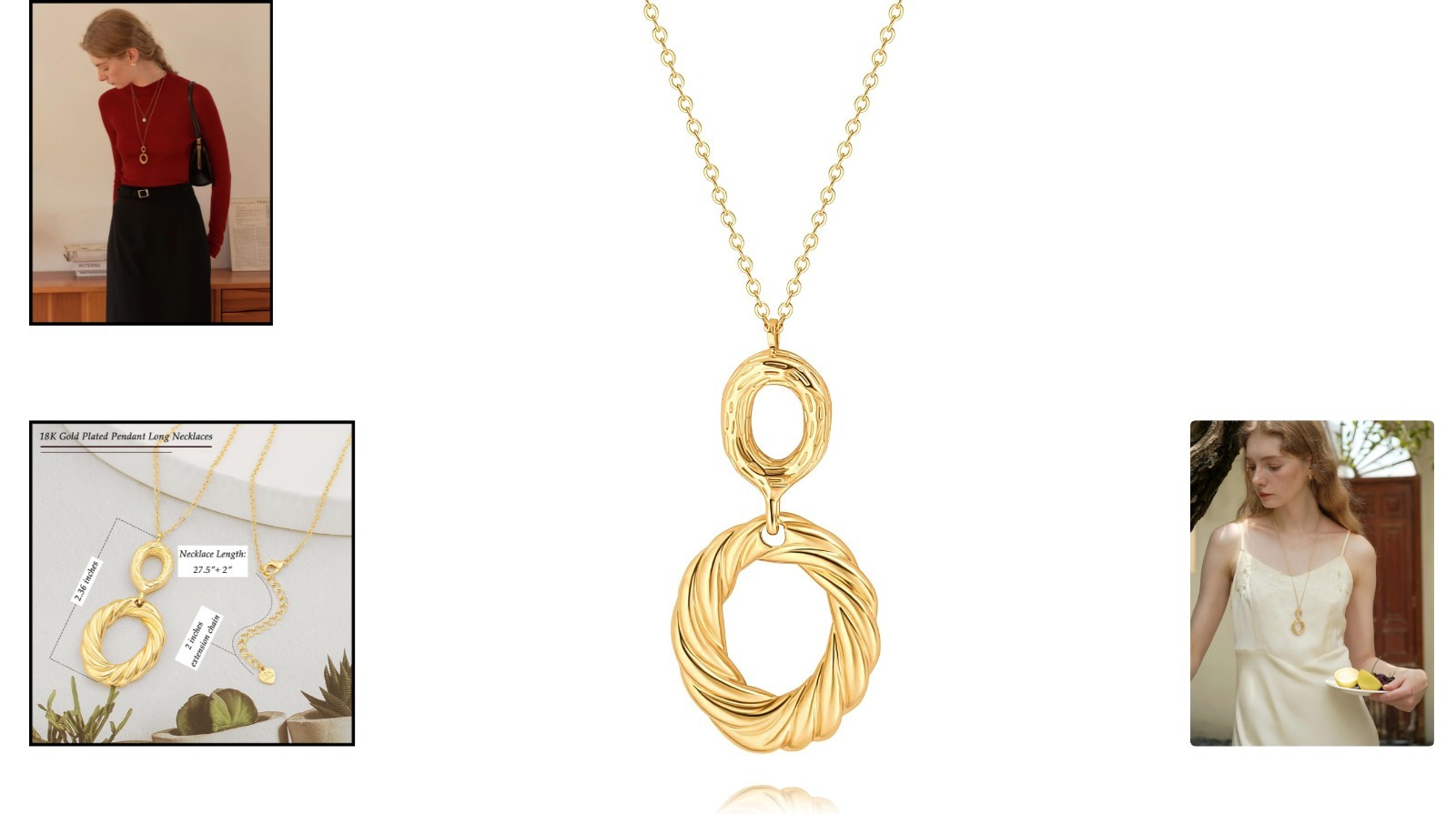 Chic Handcrafted Long Pendant Necklace in 18K Gold – Perfect for Any Occasion