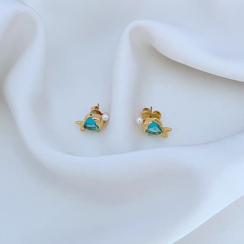 kate spade Blue small fish pearl refreshing stud earrings