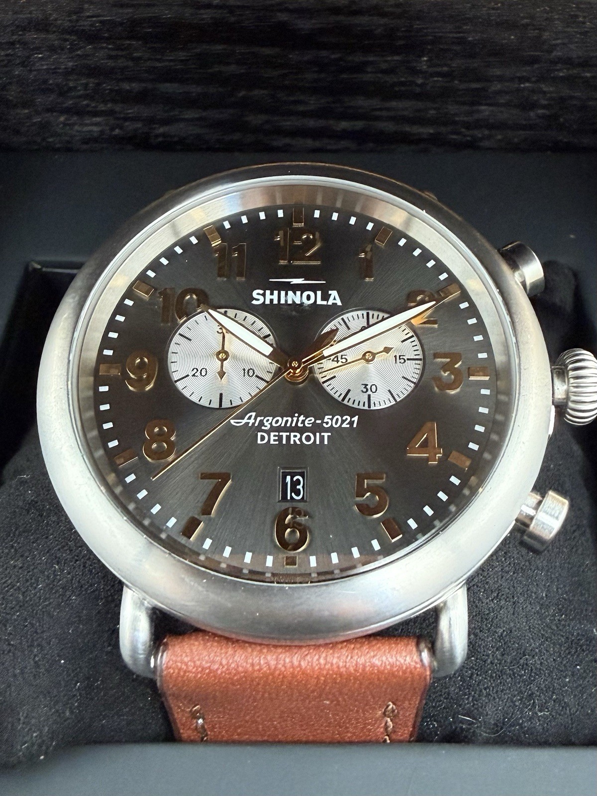 Shinola Titanium Argonite 5021 Quartz Chronograph -Box, Papers, Sleeve