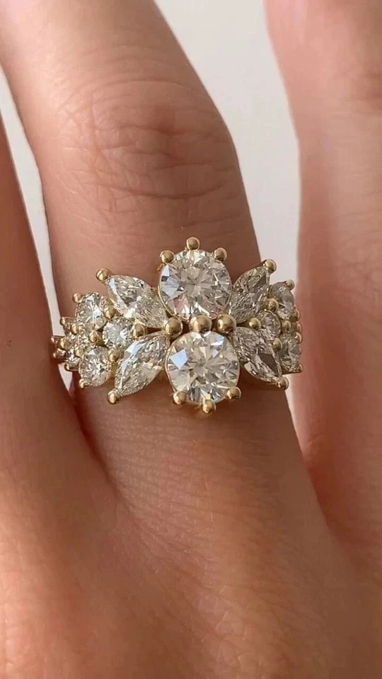 2Ct Round Lab-Created Diamond Stunning Women Wedding Ring 14K Yellow Gold Plated