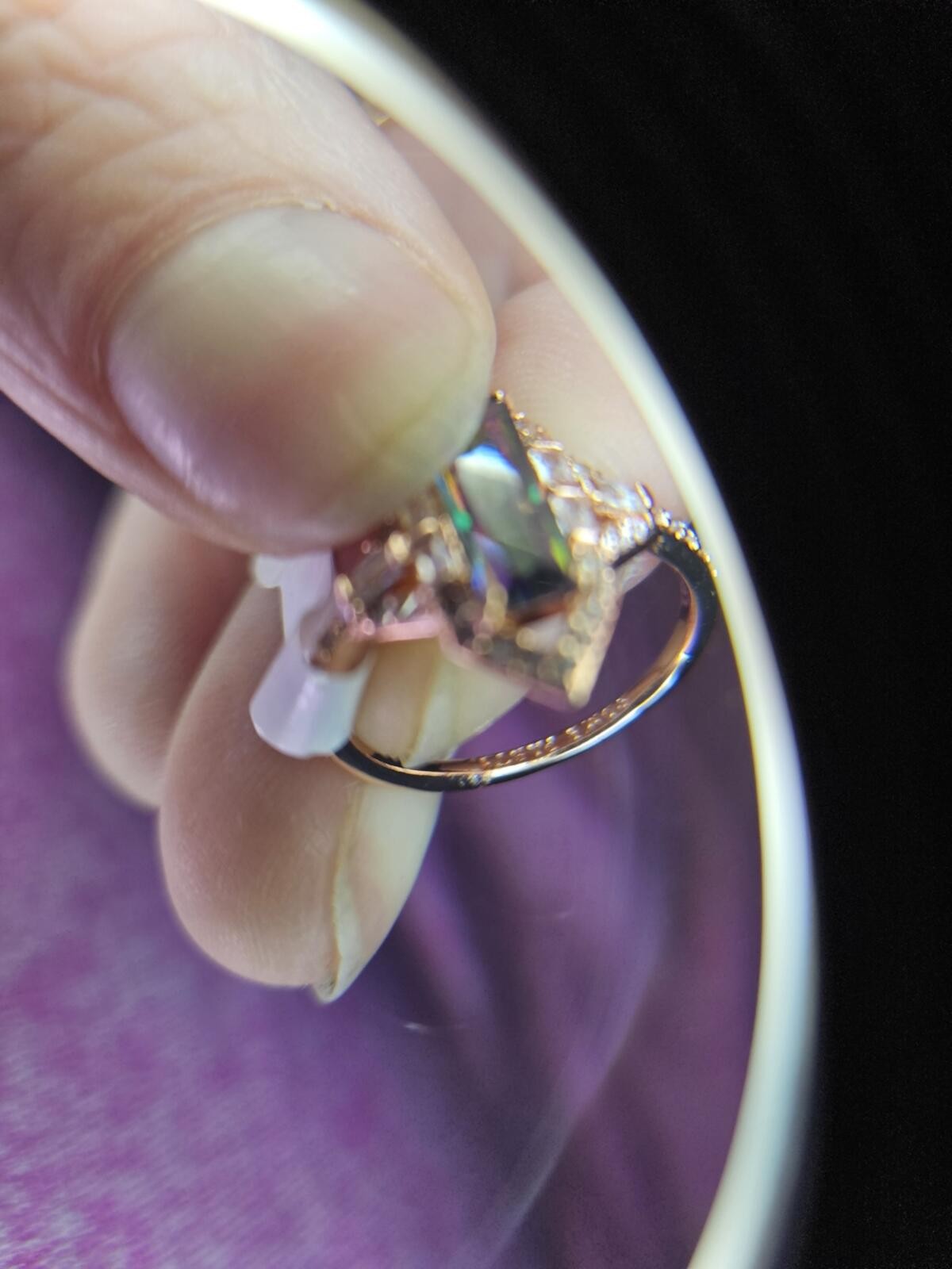 Rose Gold Multicolor Baguette Halo Ring
