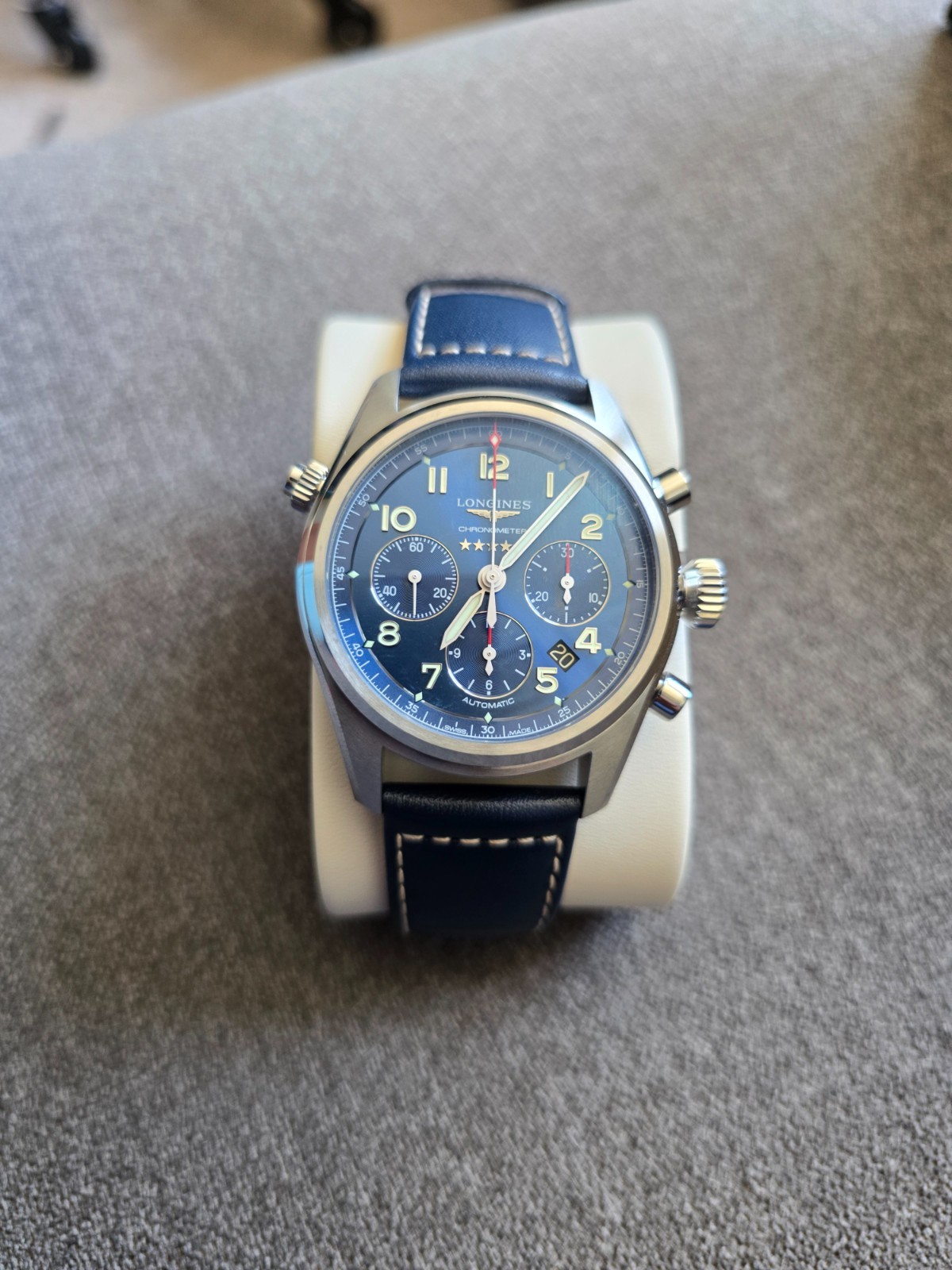 Longines Spirit Sunray Blue Men’s Watch – L3.820.4.93.0 42mm, Leather Strap.