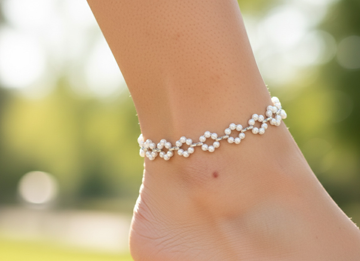 Elegant Silver Tone Brass Anklet 925 Silver Plated Designer Anklet For Women