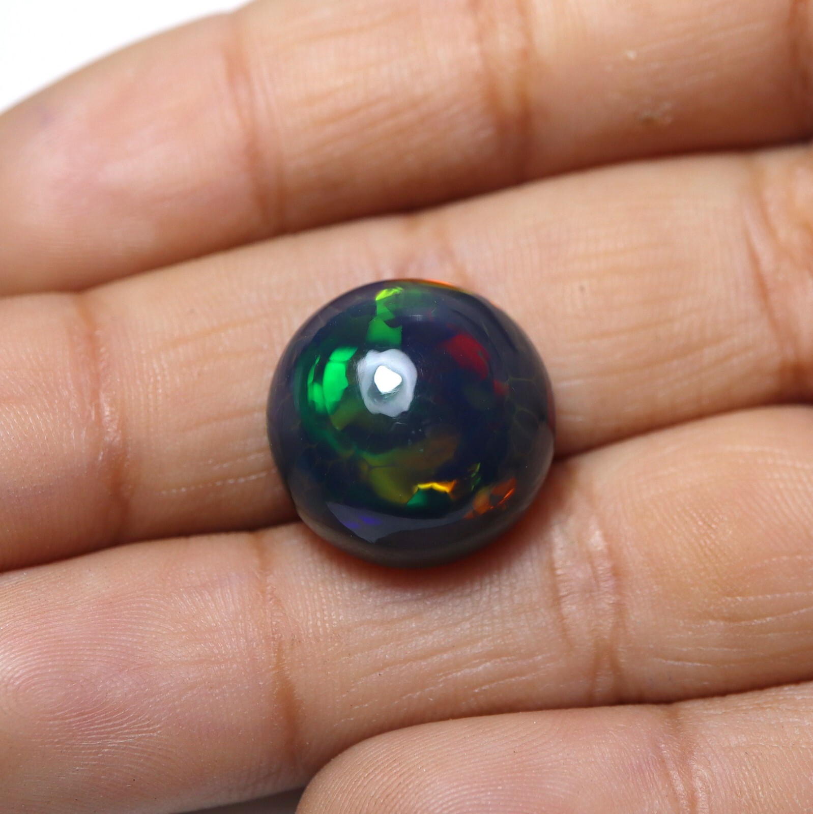 9.8 Ct 14.7 MM Real AAA Flashy Multi Fire Smoked Black Ethiopian Opal Round
