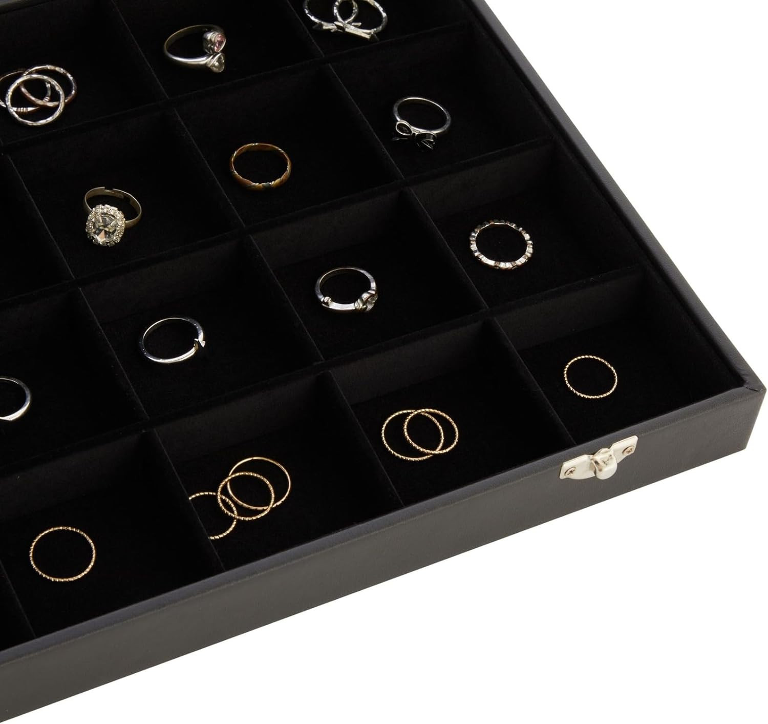 Black Velvet Jewelry Display Tray Organizer Case, Rock Collection Box for Gemsto