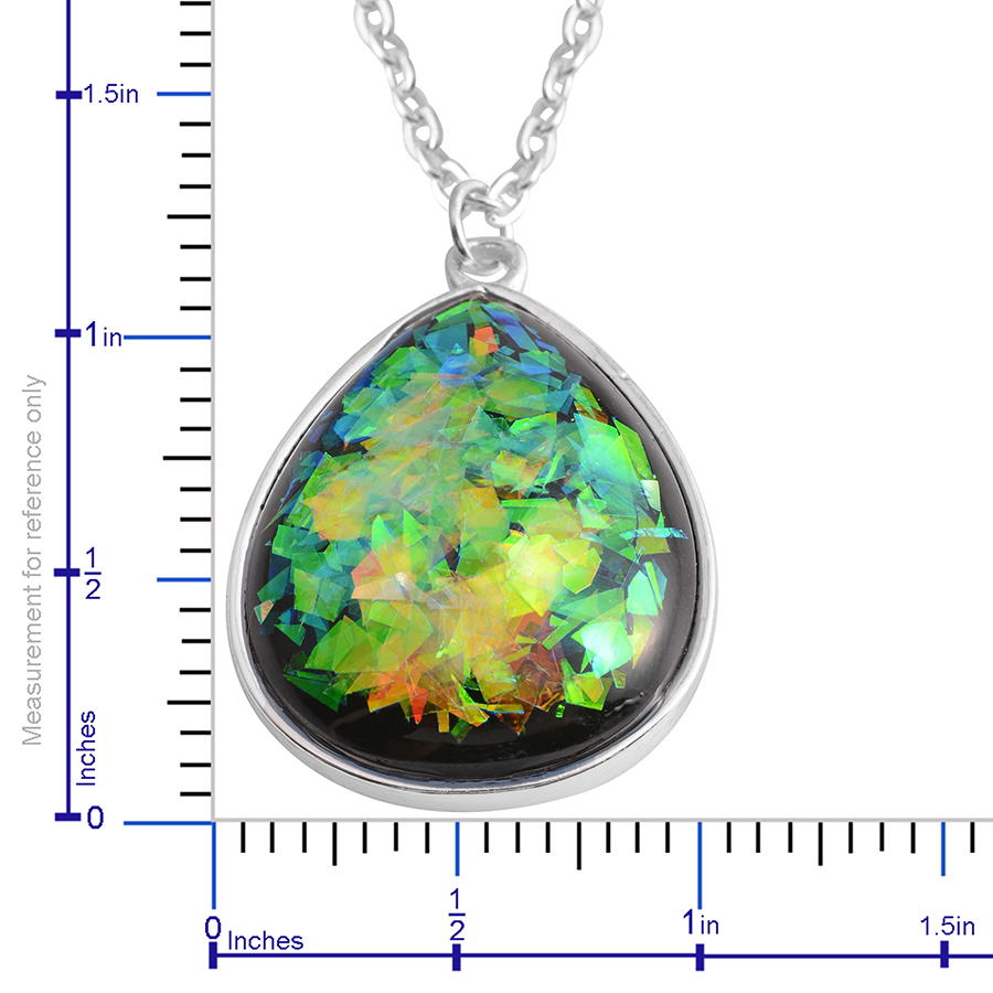 Designer Inspired Black Multi-Color Lucite Silvertone Pendant Necklace 18-20″