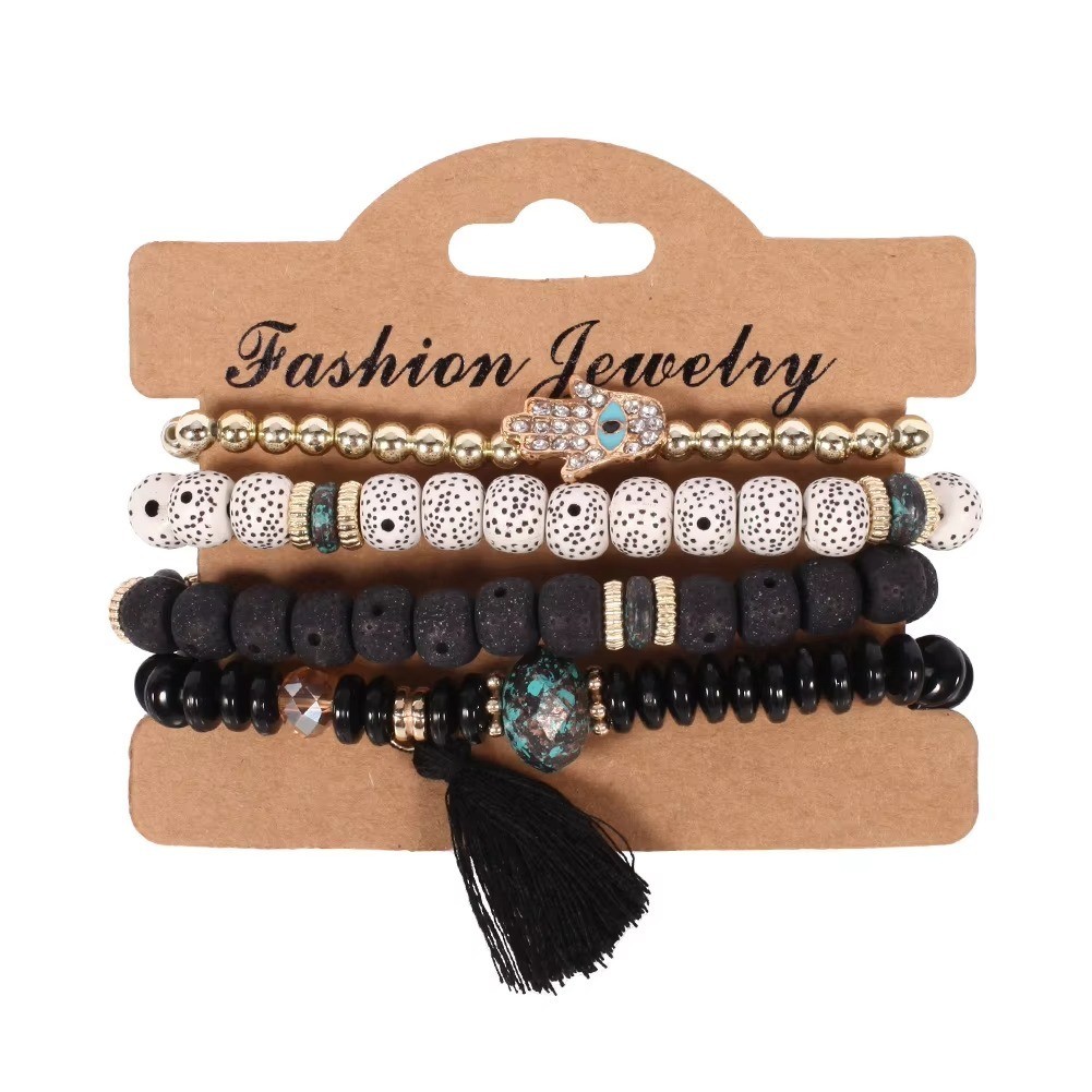 Boho Crystal Beaded Bracelet Set Colorful Stackable Bracelets Women Girls