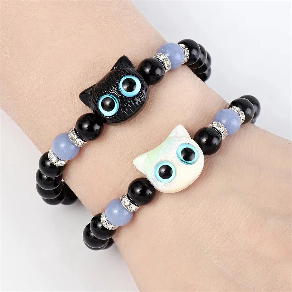 2026 Fashion Luminous Beads Couple Bracelets For Women Men Charm Cat Matching